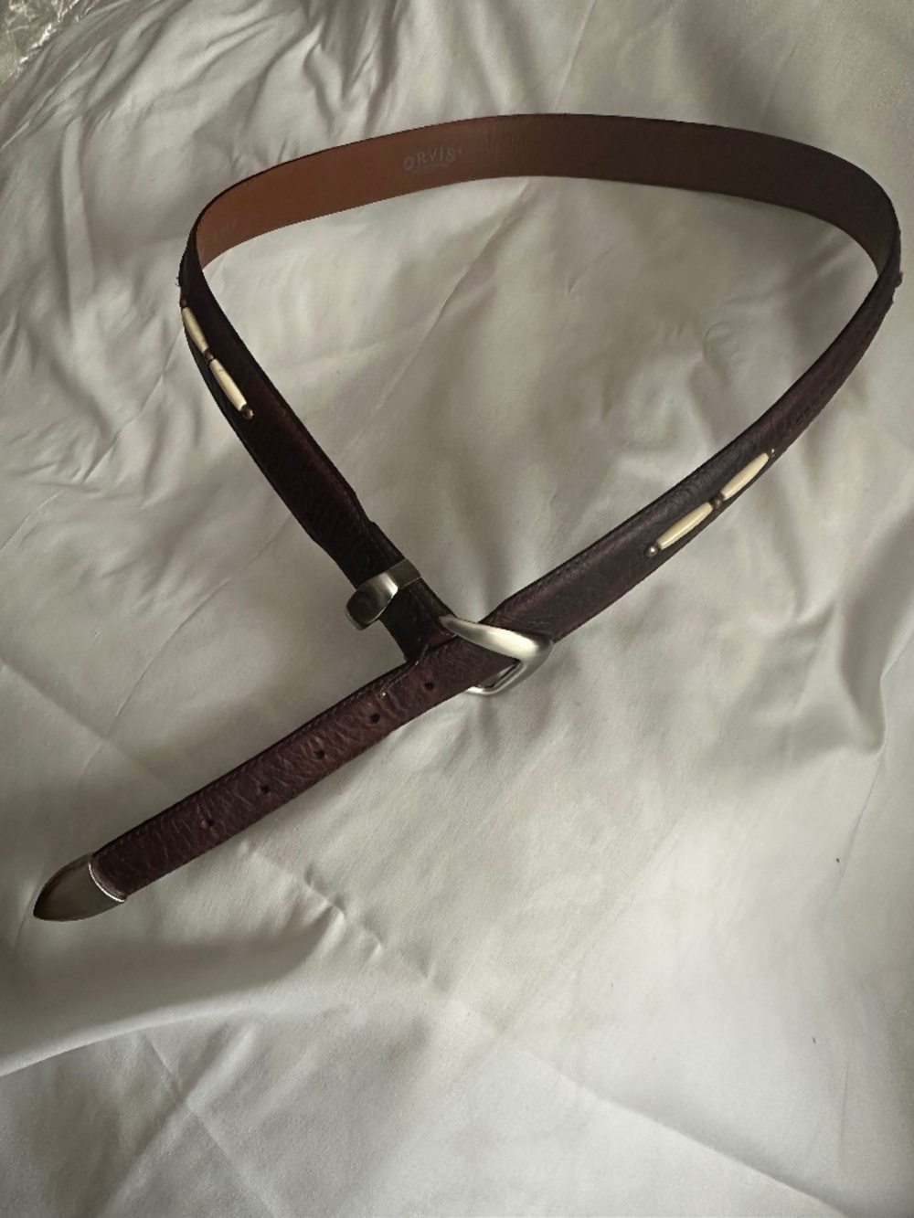 Orvis; 40 inch brown leather belt